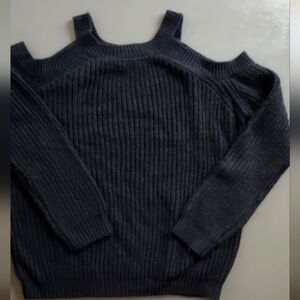 Cold Shoulder Black Knitted Sweater